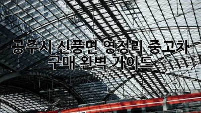 공주시 신풍면 영정리 중고차 구매 완벽 가이드